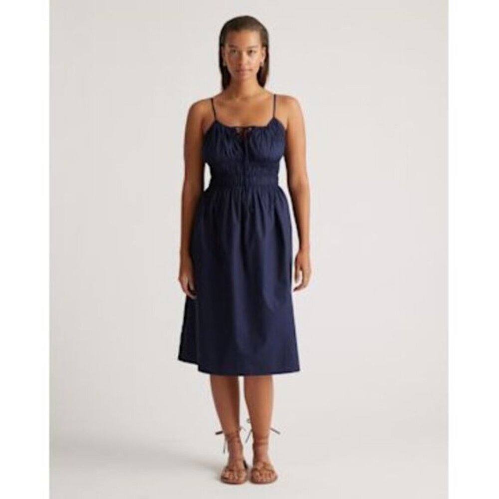 Quince 100% cotton keyhole midi dress NWT